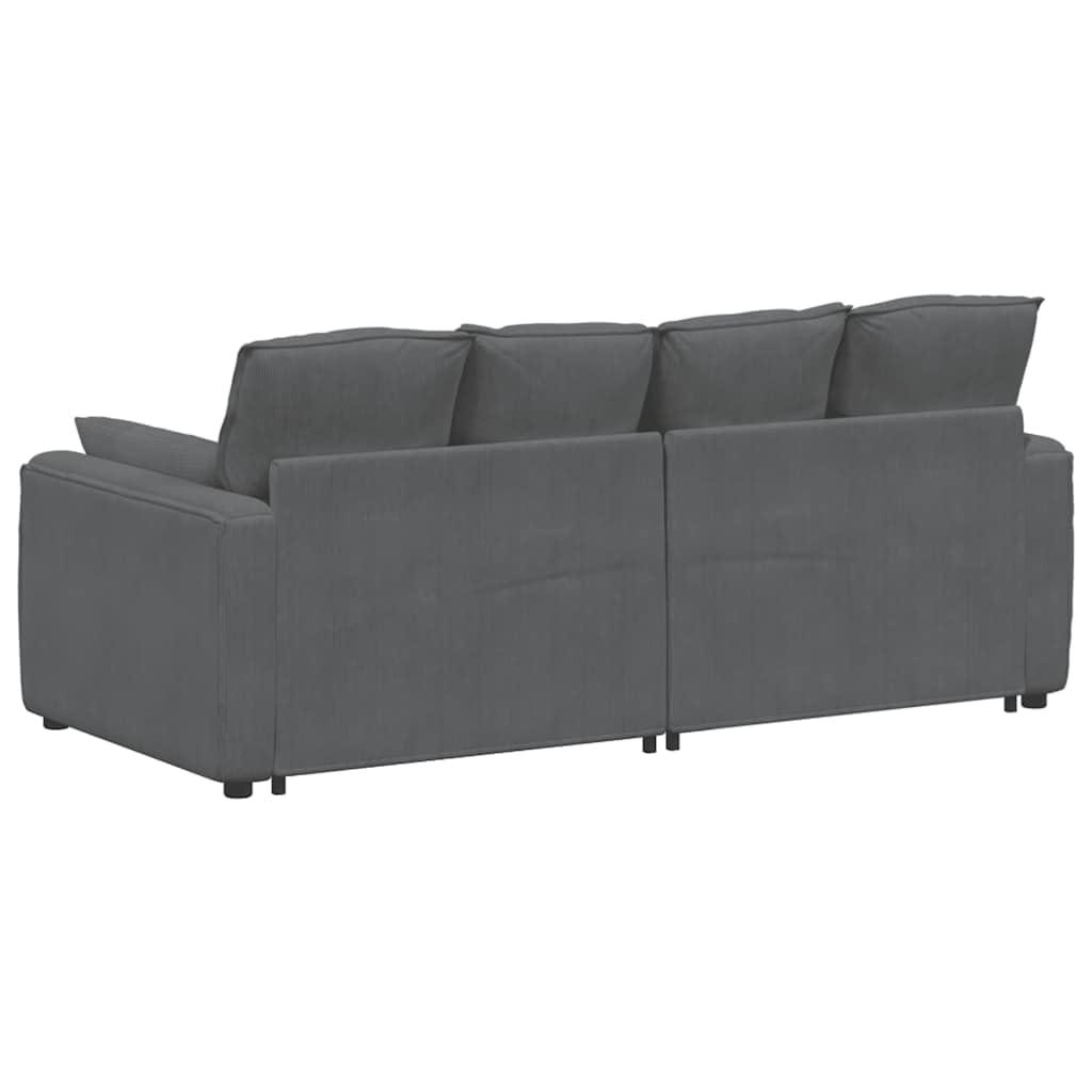 Modułowa sofa narożna z poduszkami w kolorze ciemnoszarym do elastycznego wypoczynku, kanapa z podłokietnikami, narożnik do siedzenia i tapicerki, rozszerzenie, akcesoria, do salonu, salonu