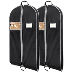 BALEINE 2PK Heavy Duty Garment Bag with Shoe Storage Travel Bag for Dresses, Suit, Coats Travel Essential (43″, Black)