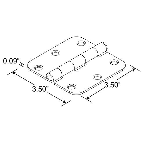 Prime-Line Mp11137-1 Residential Door Hinge, 3-1/2 In. X 1/4 In. Radius Corners, Steel, Oil Rubbed Bronze (Single Pack) #TOP1