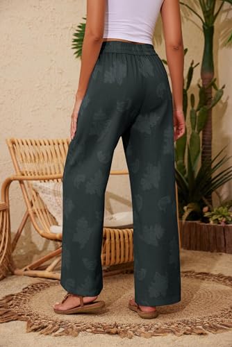 Image of KICZOY Women Flowy Pants Drawstring Waist Wide Leg Palazzo Beach Pants Loose Fit with Pockets