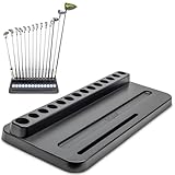 Gosports Premium Wood Golf Club Holder Stand - 14 Club Display Organizer With Ball Storage And Phone/Tablet Slot For Golf Simulators