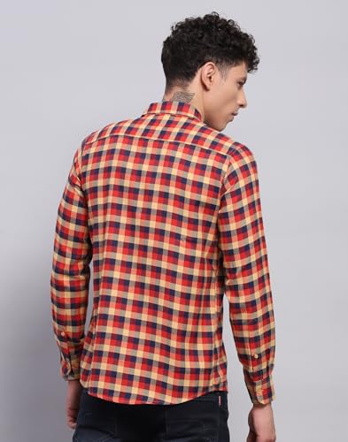 Image of Monte Carlo Mens Checkered Collared Neck Full Sleeve Shirt (2240401329FS)
