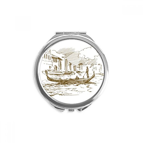 Miroir rond de maquillage croquis paysage de rivière un cadeau utile et poétique