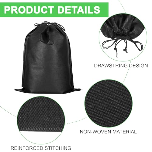 24 Pcs Non-woven Fabrics Wig Bags with Drawstring Non-woven Bag for Packaging Hair Extensions Wigs Hair Tools Storage Bags for Home and Salon (Black) - Image 5