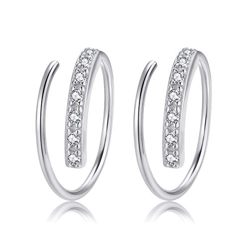 925 Sterling Silver Crystals Ear Cuff Earrings for Women 20g Cartilage Earring Hoop Piercing Huggie Cuff Hook Ear Wrap Earring