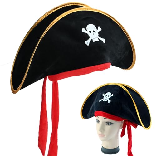 LKQBBSZ Halloween Pirate Costume Party Hats Bulk Skull Print Caps for Cosplay Nautical Themed Party