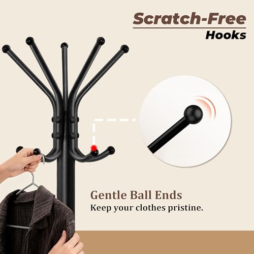 Outspurge Metal Coat Rack, Freestanding Coat Tree and Hall Tree with 15 Hooks, Sturdy - image 4