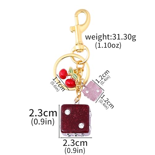 Image of 8 Ball Dice Charm Keychain - Cute Bag Purse Handbag Accessories - Y2K Aesthetic Key Chain for Women Men