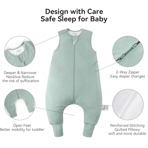 rayon made from bamboo toddler sleep sack with feet 12-24 months 10 tog ultra soft toddler sleeping sack 1t-2t sleep bag walker quilted wearable blanket with legs 2-way zipper lightweight