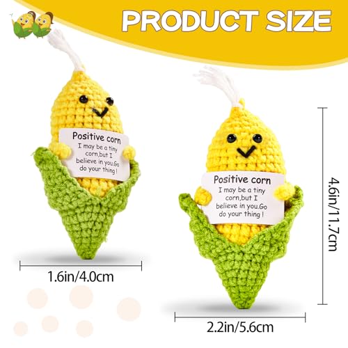 Image of Hoedia Handmade Positive Corn Friend Birthday Gifts: Corn Crochet Inspirational Gifts for Mothers Day Women Mom Coworkers - Cute Knitted Funny Potato Vegetable Fruit(Positive Corn)