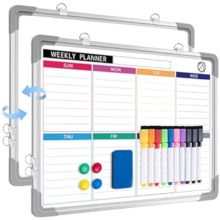 ARCOBIS Weekly Planner White Board for Wall, 30 X 40cm Small Hanging Magnetic Whiteboard Calendar, Double-Sided Dry Erase to Do List Board for Planning, Memo, Message