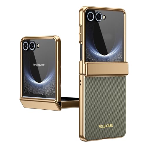�yLHNUNP�zSamsung Galaxy Z Flip 7 �P�[�X�i�q���W�ی�@�\���t�����g�X�N���[���v���e�N�^�[�t���j�A�V���v���ŃX�����ȓd�C���b�L�t���[���̃��U�[���t���{�f�B�ی�E�ϗ����J�o�[, Olive Green