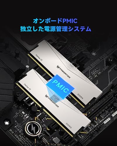 Image of Acer Predator Pallas II DDR5 6000MHz 32GB (2X 16GB) CL30 Desktop Memory DDR5 Series (PC5-48000) Intel XPM 3.0 Compliant AMD EXPO Memory Kit Silver BL.9BWWR.350