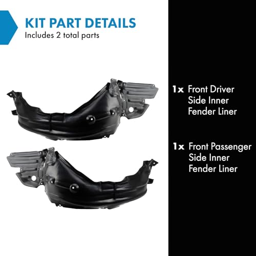 Image of TRQ Front Driver and Passenger Side Inner Fender Liner Set Compatible with 2014-2016 Lexus IS250 IS300 IS350 IS200t