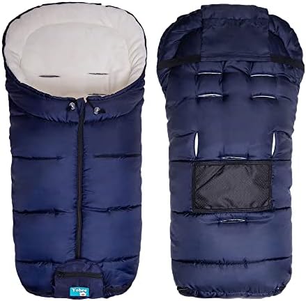 Yobee Universal Cozy Fleece Stroller Footmuff, Winter Outdoor Tour Waterproof Baby Sleeping Bag, Anti-Slip, Adaptable for Almost Stroller, Pram, Navy — view 8