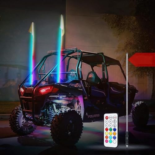 Fouets LED ELzEy avec télécommande, antenne lumineuse RGB en spirale pour danse et tuning
