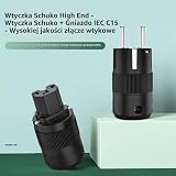 Tertullus 1 para mosiężnych rodowanych wtyczek Schuko + wtyk do urządzeń zimnych do subwoofera, wzmacniacza, DV/AV (rodowane, PE)