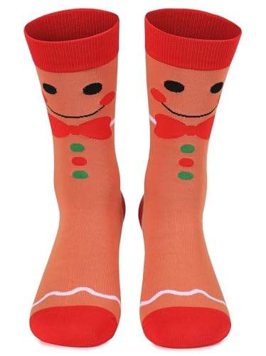 Aueyan Gingerbread Socks Funny Christmas Socks Adult Men Women Small Cute Stocking Stuffers Cosplay Hosiery Accessories Unisex Holiday Ugly Xmas Pattern Man Woman Fun Unique Gifts