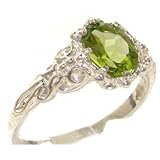 Plata de Ley 925 Peridot Natural – solitario anillo – tamaños 4 A 12 disponibles