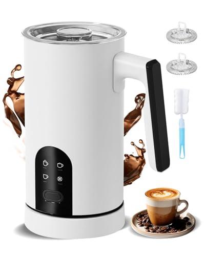 Image of Electric Milk Frother, 4-in-1 Automatic Milk Steamer & Foamer 11.8oz /350ml, Automatic Hot and Cold Foam Maker and Milk Warmer for Latte, Cappuccino, Matcha, Hot Chocolate (White)