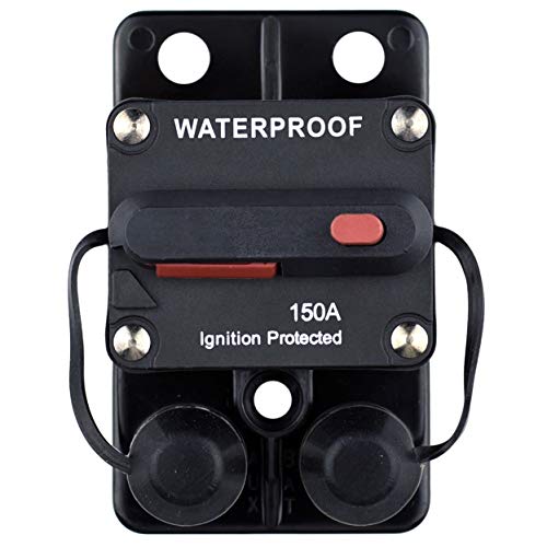 Cllena 150 Amp Circuit Breaker 12V-48V DC with Manual Reset and Disconnect Button for Car Truck Rv Motorhome Marine Automotive Audio Stereo System Trolling Motor Winch etc.