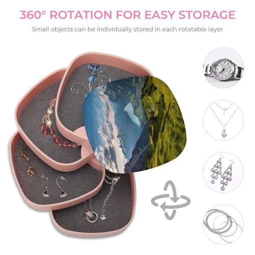 Boîte à bijoux pour coiffeuse rotative et rangement collier Alpes suisses - 5