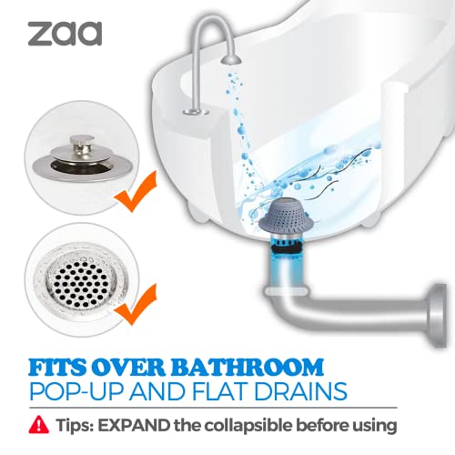 Image of zaa Bathtub Drain Hair Catcher, Premium Silicone Shower Hair Catcher, 1Pack Hair Stopper for Pop Up & Regular Drains of Shower, Bathtub, Bathroom Sink, Bathroom Fixture Accessories, Light Blue