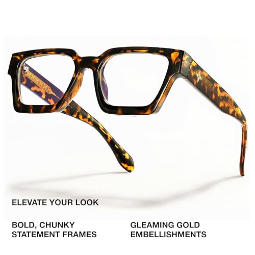 Image of livho Oversized Eyewear Frame for Woman and Men - Rectangle Fashion Glasses for Computer, Chic Preppy Frame