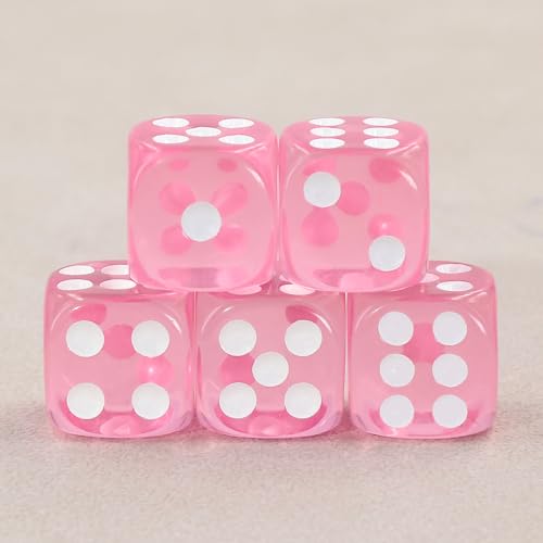 Epic Forge-Juego de 5 Dados de 6 Caras – Rosa Transparente