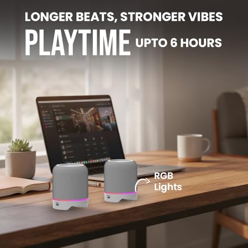 Image of Toreto Twin Magno Magnetic Wireless Bluetooth Speaker 16W | Detachable Dual Speakers, RGB Lights, 6H Playtime, TWS Stereo Mode, Type-C Charging | Portable Wireless Speaker (Black)