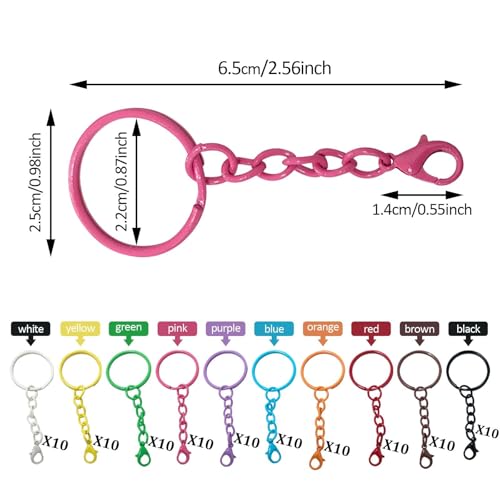 Miniatura 2 de 100 Piezas Cadena Llavero Con Cierre De Mosquetón,Anillas Llaveros Con Cadena,25mm Argollas Para Llaveros Colores De Metal,Para Hacer Llaveros Diy,Artesanías De Joyas 10 Color