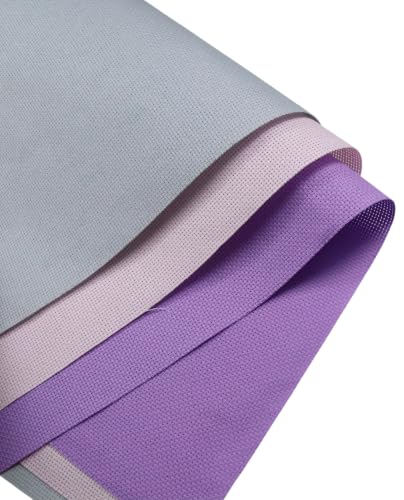 Image of KCS 3 pc of 15 inch x 18 inch(38cmx45cm) 16 Count Cross Stitch Cotton Aida Cloth Needlework Rolled Fabric Box,16CT,Light Grey+Pink+Lavender