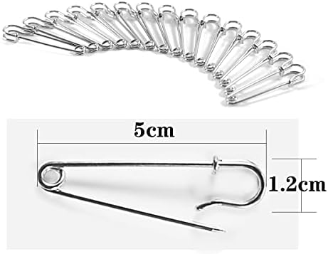 Large Safety Pins for Clothes 15PCS 2 Inch Heavy Duty Nappy Pins Safety Lock for Jewelry Crafts Kilt Making Household Use(50mm)