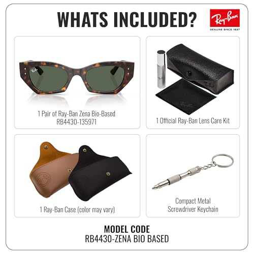 Image of Ray-Ban RB4430 ZENA BIO-BASED Square-Round Shaped Sunglasses for Men & Women with Official RAYBAN Eyewear Kit