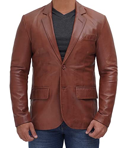 Image of Decrum Mens Leather Blazer - Real Lambskin Stylish Casual Leather Blazer Jackets for Men