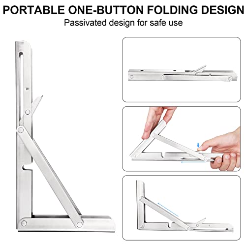 Viesap Klappkonsole 300mm, 2 Stück Klappkonsole Schwerlast, Edelstahl Klappkonsole Klapptisch Wand, Klappregalhalterungen, Tragfähigkeit 50kg, Für Platzsparende Haus Küche Büro Klapptisch Wandmontage.