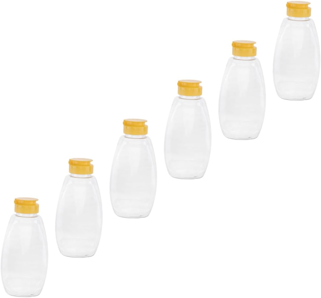 KICHOUSE 6pcs Clear Food-grade Honey Storage Jars Refillable Squeeze Bottles Bear Shape Design for Festivals and Daily Use and for Syrup Honey