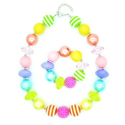 W WOOGGE Beads Jewelry Kit for Girls - Colored Bracelet Necklace Set for Teens Infant Little Girls - Birthday (Rainbow Crystal)