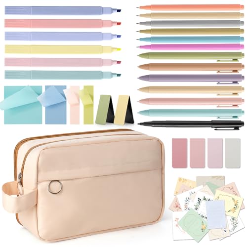 Duchong Bible Highlighters Journaling Kit, Bible Study Supplies with No Bleed Highlighter and Pens, Storage Bag, Tabs, Sticky Notes, Ideal Christian Bible Gifts for Women