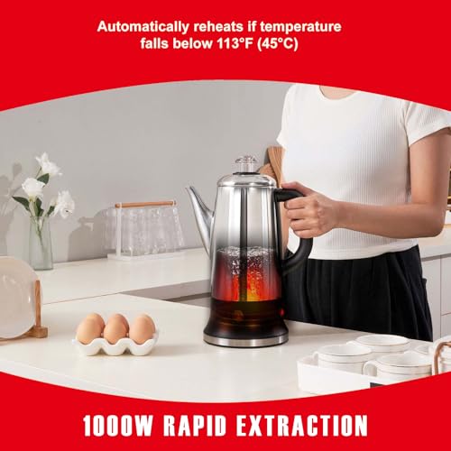 Happybuy 12-Cup Electric Coffee Percolator with Stainless Steel Construction, Heat-Resistant Handle, Keep Warm Feature, Quick Brewing, and Easy-Pour Spout, Silver - Thumbnail 3