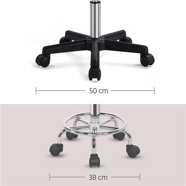 Yaheetech Taburete Ruedas Profesional PU Taburete Giratoria Redondo Altura Ajustable 45,5-60 cm Marrón Retro