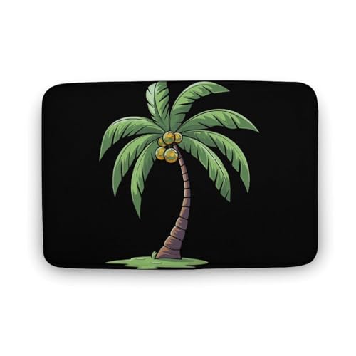 Tropical Coconut Tree Coral Velvet Rugs Non-Slip Bathroom Rugs Soft Kitchen Rug Floor Carpet for Home Decor 15.7