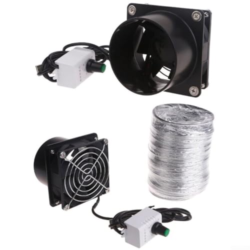 Getdoublerich Ventilador de ventilación, con succión y tubo de plástico para una extracción eficaz de humo y polvo, ventilador USB (ventilador más tubo de 3 m)