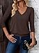 Sialois 3/4 Length Sleeve Womens Top Dressy Casual Vacation V Neck Blouse Banded Bottom Shirt Fashion Outfits Cute Long Tunic Fall Spring Summer Beach Business School Teacher Clothes,Chocolate Brown,L
