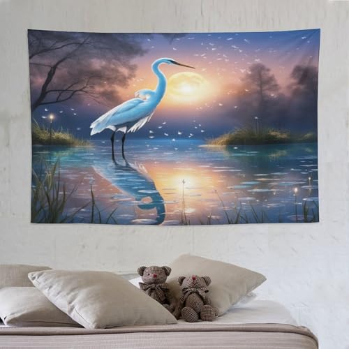 Tapisserie murale grue PAZZK en tissu suspendu esthétique pour décoration de chambre 150x230cm