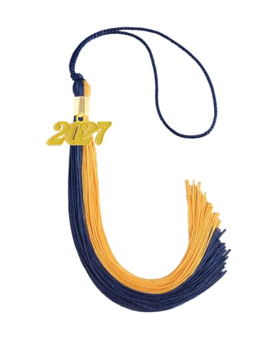 Image of Navy and Gold Graduation Tassel 2027 for Grad Cap