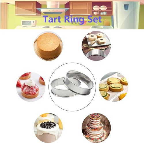 10-Pack 4-Inch Nonstick English Muffin Rings - Stainless Steel Double Rolled Cake & Crumpet Tart Molds, Metal Pastry Baking Rings for Home Cooking and Baking - Thumbnail 5