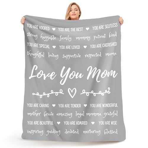 Product Image of the Mom Blanket 50'x60' in Gift Ready Packaging | Cozy Dyed Fleece Throw Blanket by FiloEstilo - Best Mom Ever Gift for Couch or Bed | Special Present from Daughter or Son