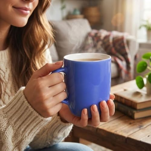 Image of Clay Craft Fine Ceramic Solid Coloured Milk Mugs - 340 ml Each (Blue- 1 PC)