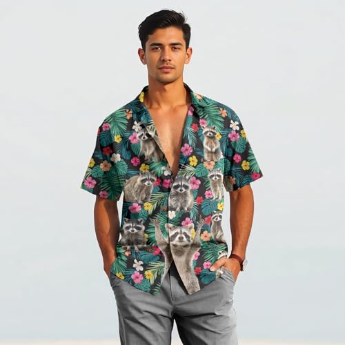 Image of Men's Hawaiian Wrinkle Free Short Sleeve Button Down Funny Tropical Floral Beach Vacation Shirt